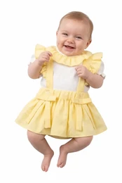 Babypige trøje med flæsebluse, gul