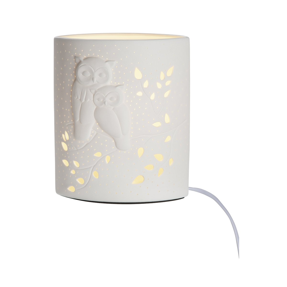 Porcelain lamp ellipse pair of owls