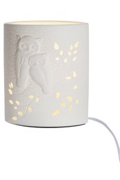Porcelain lamp ellipse pair of owls
