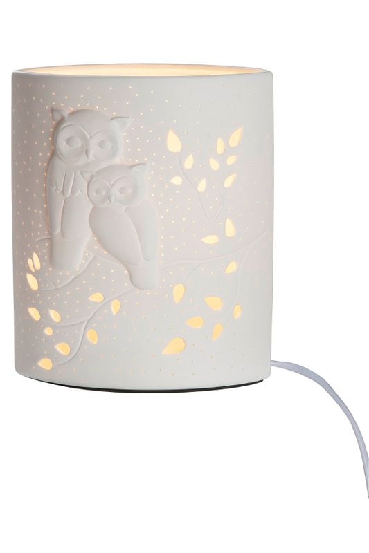 Porcelain lamp ellipse pair of owls