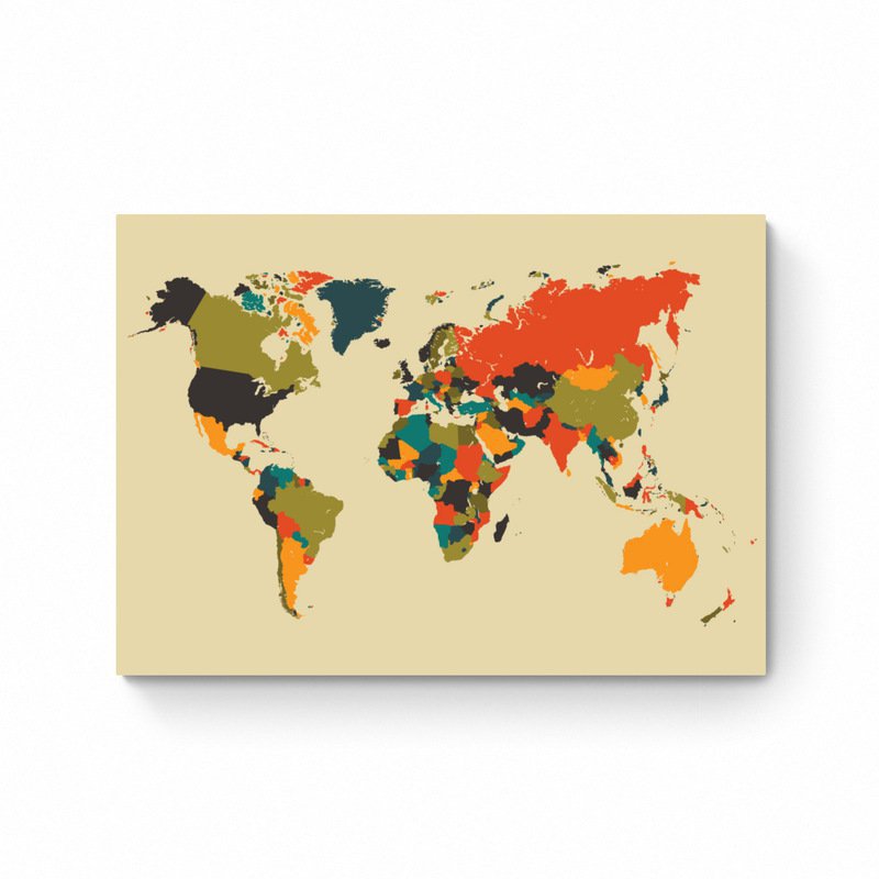 World Map - Mosaic Beige - Map Poster
