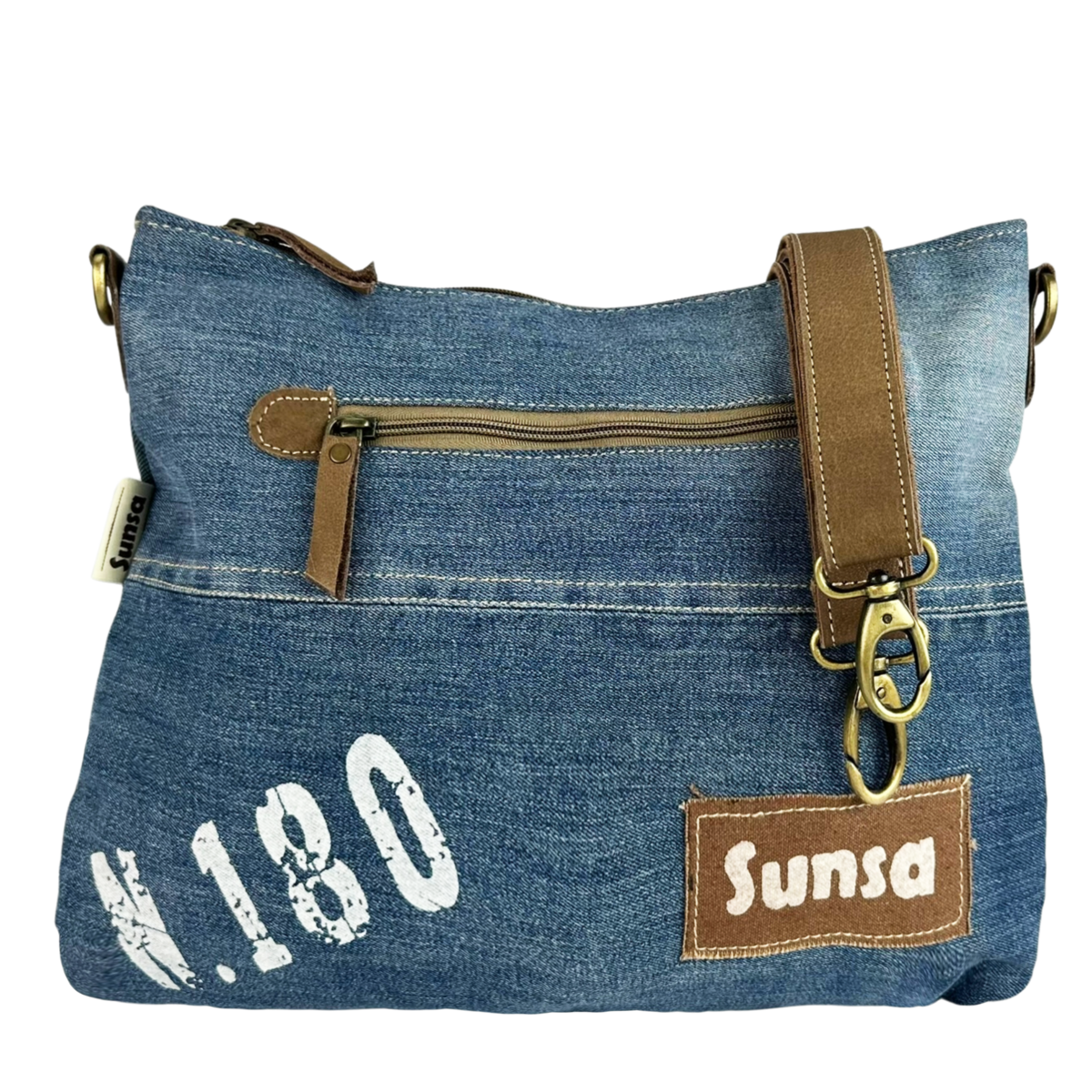 Sac bandoulière femme Sunsa. Sac bandoulière en jean et toile upcyclés. Sac à main style rétro vintage. Sac bandoulière pour femme.
