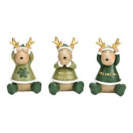 Eland gemaakt van poly groen 3-voudig, (B/H/D) 5x8x4cm