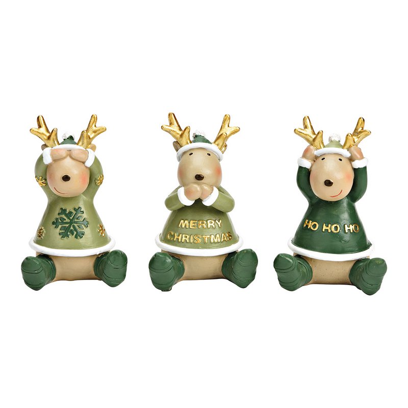 Eland gemaakt van poly groen 3-voudig, (B/H/D) 5x8x4cm