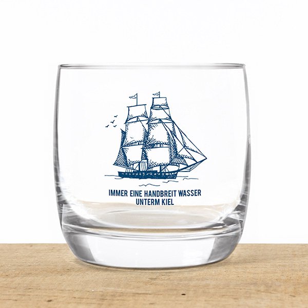 Whiskey glass made of crystal “water under the keel” – maritime design, made in the EU
