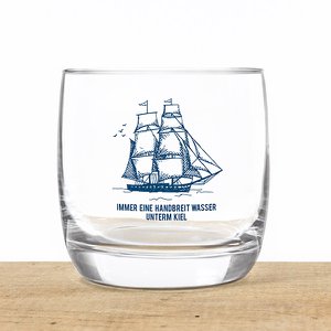 Whiskey glass made of crystal “water under the keel” – maritime design, made in the EU