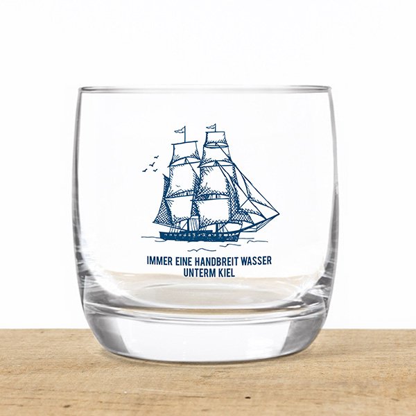 Whiskyglas van kristal “water onder de kiel” – maritiem ontwerp, gemaakt in de EU