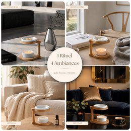 Simplicity Series parfumebrænder - Ronda - Lakeret keramik og bambus - Gaveidé - Enkel moderne dekorationskopi