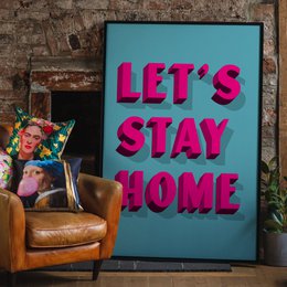 Let's Stay Home Bright Pink Print