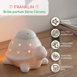Parfümbrenner Serie Céramy – Franklin – Kerzenhalter aus lackierter Keramik – Diffusion von Duftwachs, ätherischen Ölen – dekorative Geschenkidee