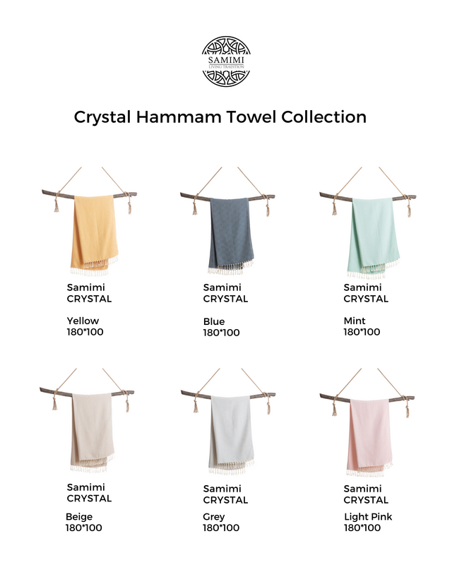 CRYSTAL Bomuld Hammam Spa håndklæde – let og sandfri – Grå – 180x100 cm