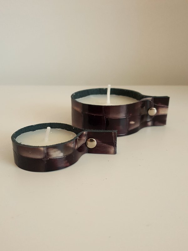 Leather tea light holder LAK