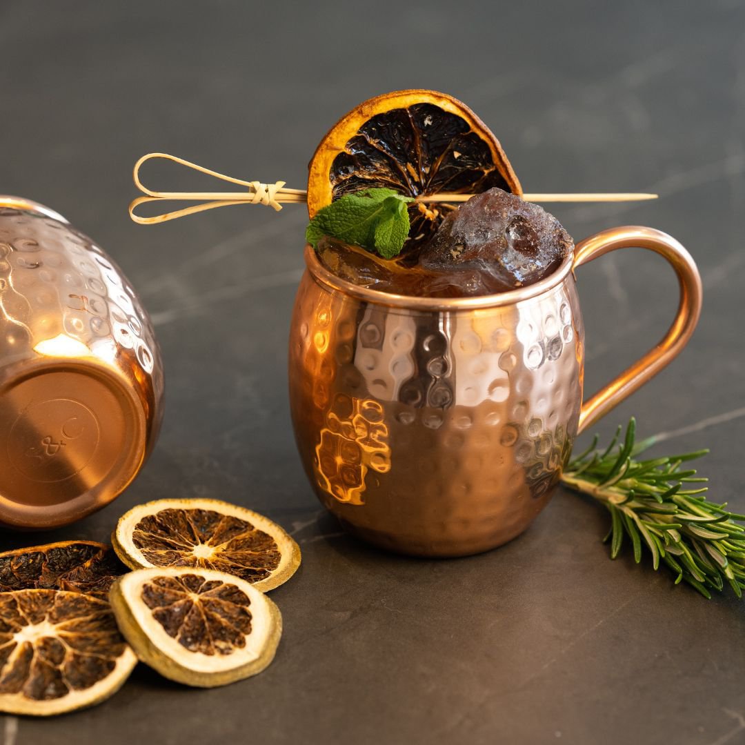 Juego de tazas de cobre Moscow Mule Spectre - 2 tazas Moscow Mule (martilladas, 500 ml)