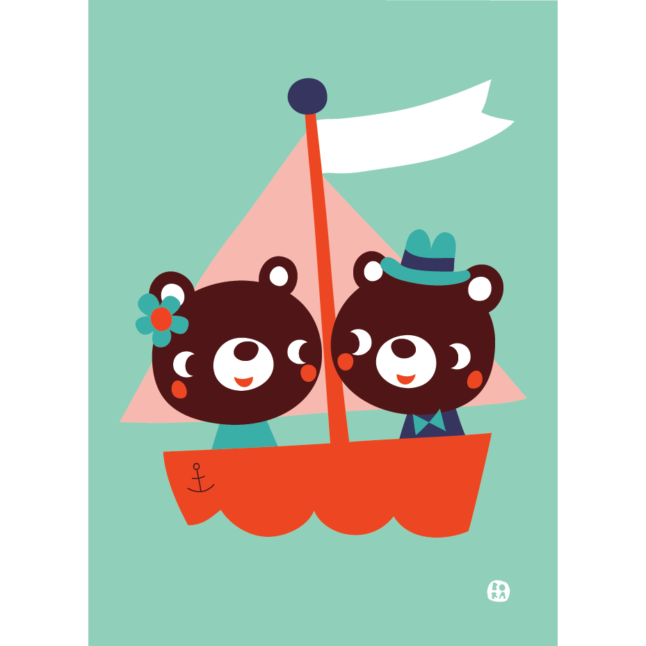Bear card - Couple in a boat