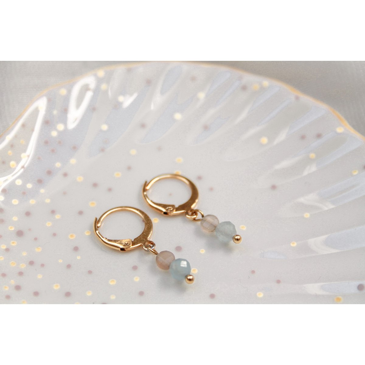Pendientes Sunstone & Aguamarina - Oro