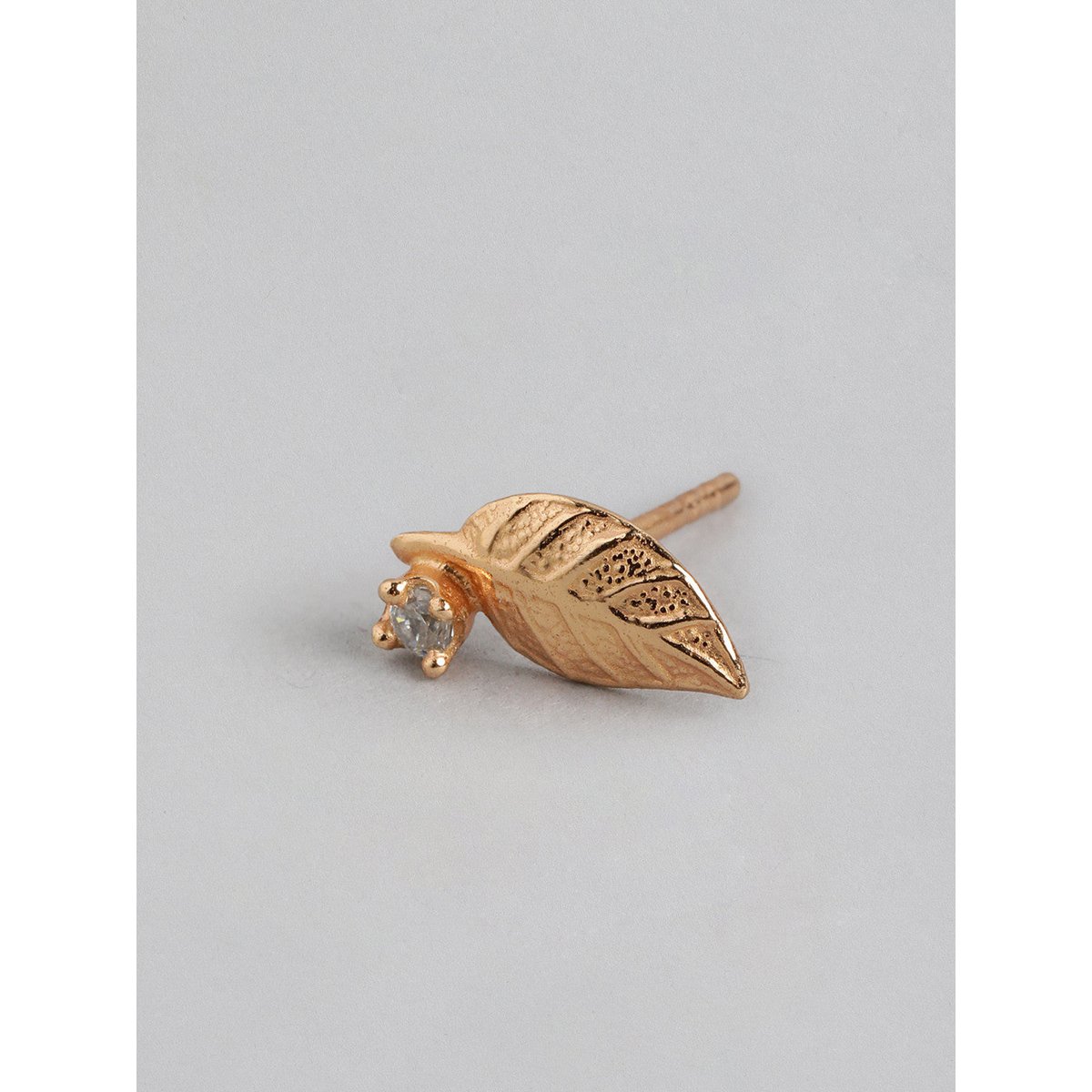 Stud Earrings | CZ Leaf Petite Sterling Silver 18kt | Gold