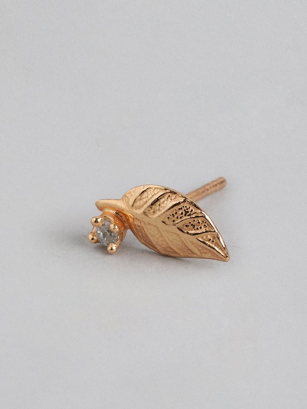 Øreringe | CZ Leaf Petite Sterling Sølv 18kt | Guld