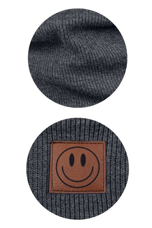 Komplet czapka i komin SMILE - bawełna - grafitowy