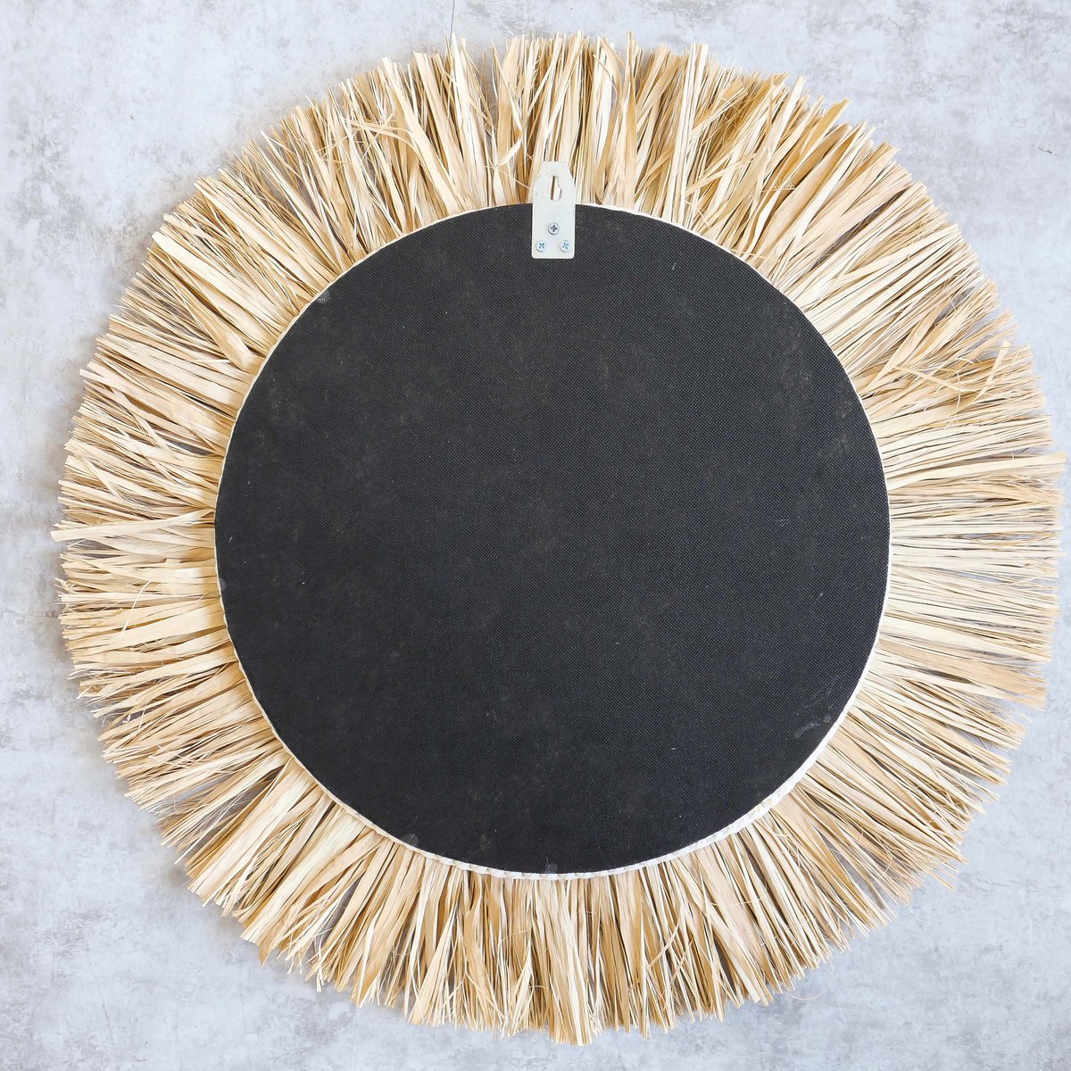 Ronde spiegel van raffia met kaurischelpen - Mawi ø70cm