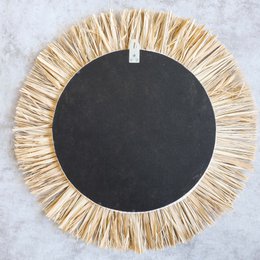 Raffia round mirror with cowrie shells - Mawi ø70cm