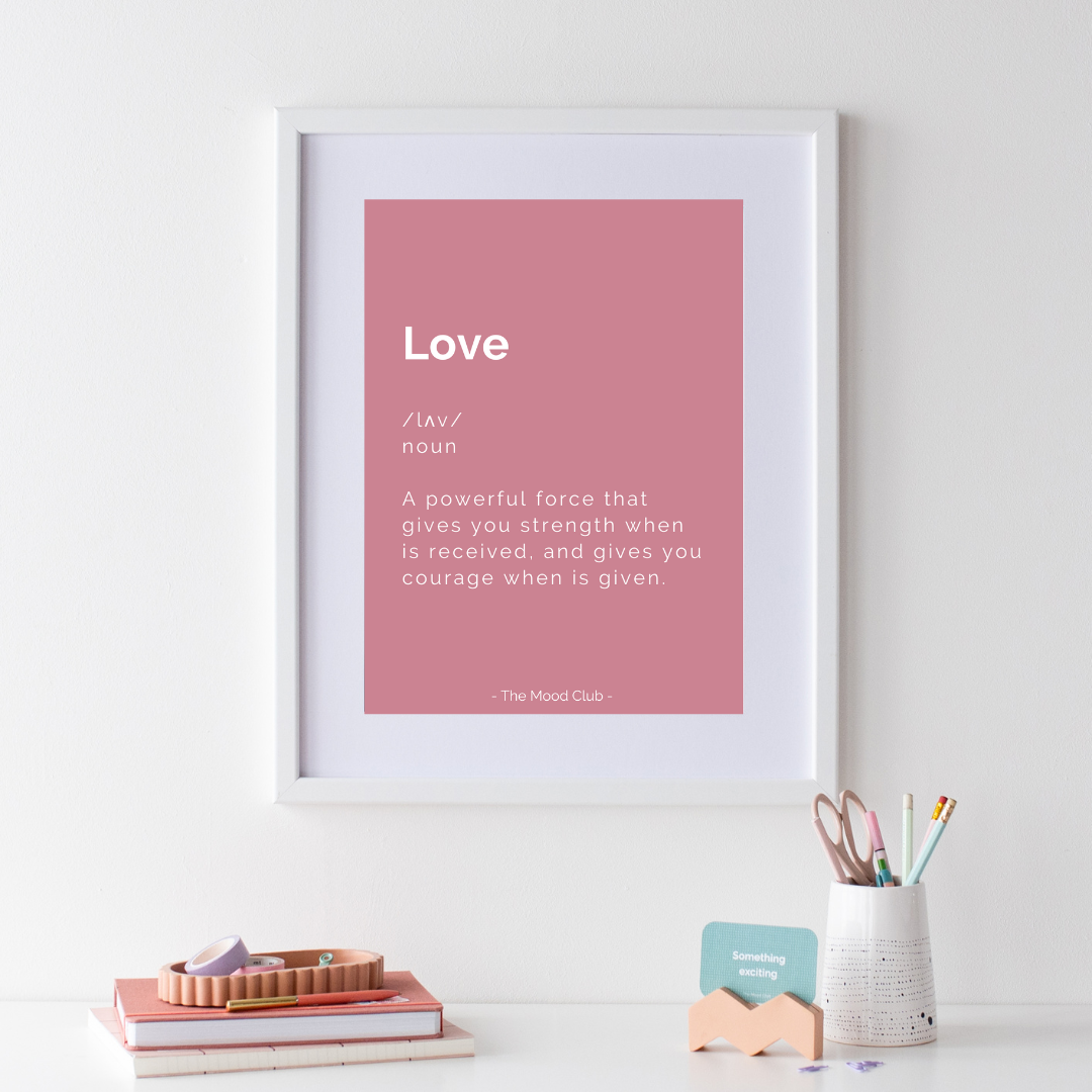 Love definition A3 pink poster
