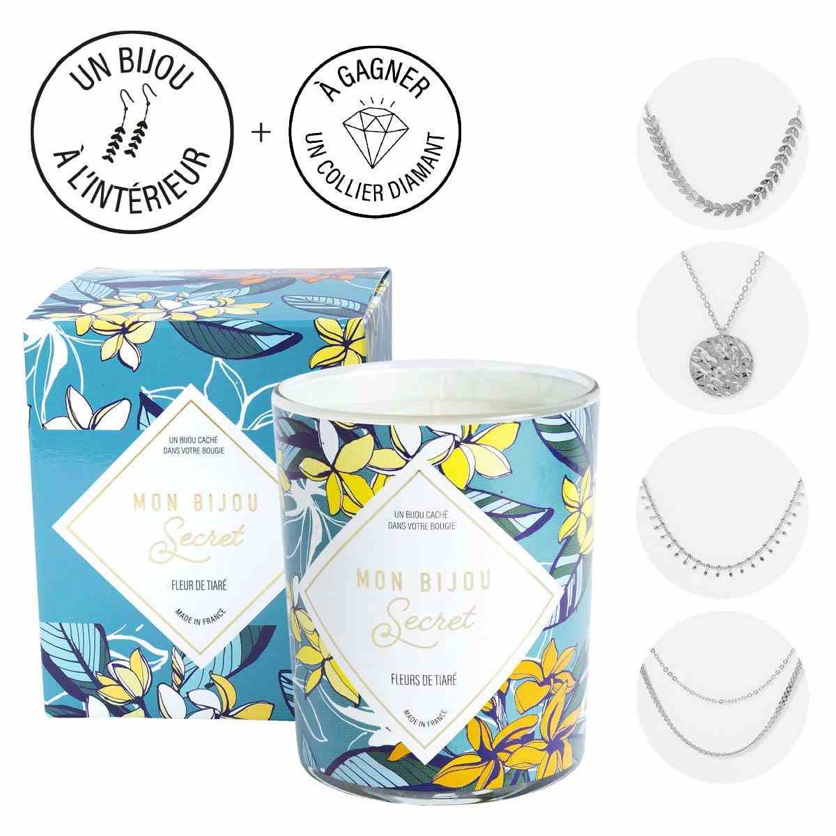Kaars Zilveren halsketting juweel - Tiare bloemenparfum - 40u