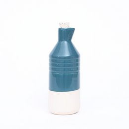 Botella de gres esmaltado verde