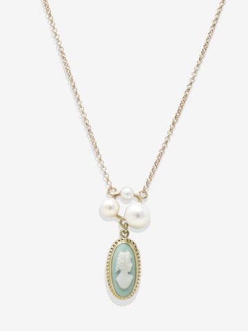 Lilith Green Cameo ketting met parels