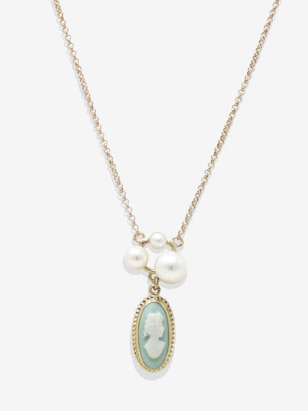 Lilith Green Cameo ketting met parels
