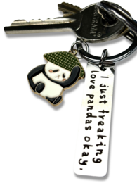 Llavero de metal “I Just Freaking Love Pandas”