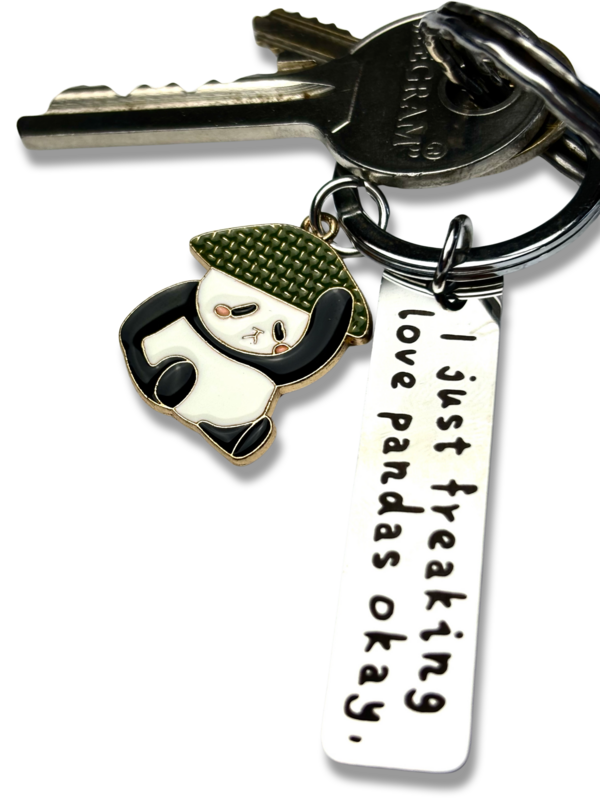 Llavero de metal “I Just Freaking Love Pandas”