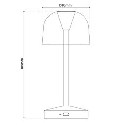 LED battery table light "Gomba" for outside and inside, made of metal and plastic in black, 18.5 cm high