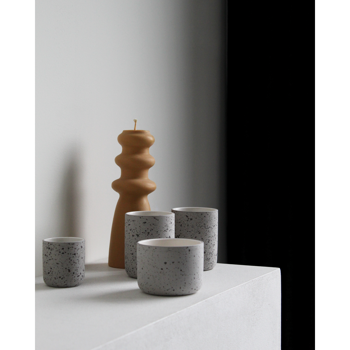 Cappuccino mug Fundament | light grey speckled / white