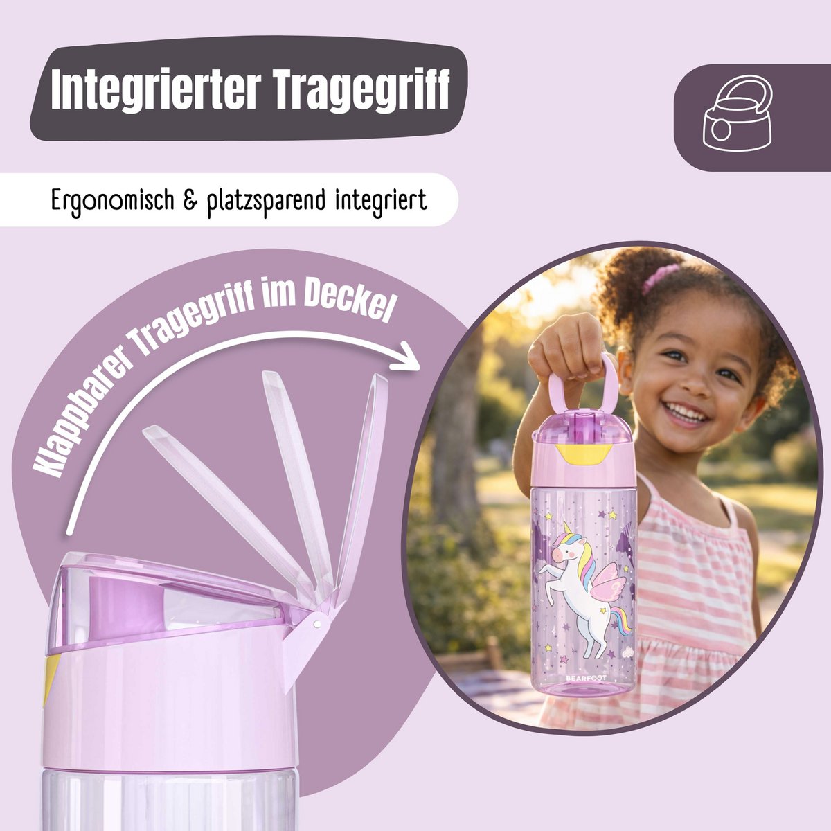 Children's water bottle, lightweight water bottle - llama