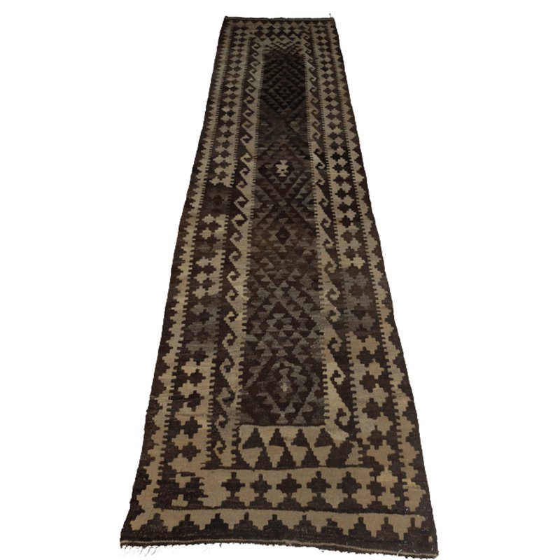 Alfombra Kilim antigua de maíz y cebada