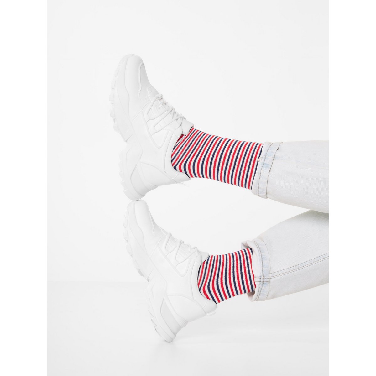 Organic striped socks - socks with red and blue stripes
