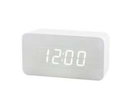 Reloj Despertador de Madera Mediano Blanco