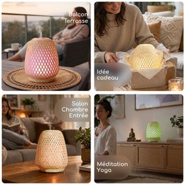 Ultralydsdiffuser – Olaki – Rattan Shell – Sund spredning af parfumerede dufte – Original gaveidé