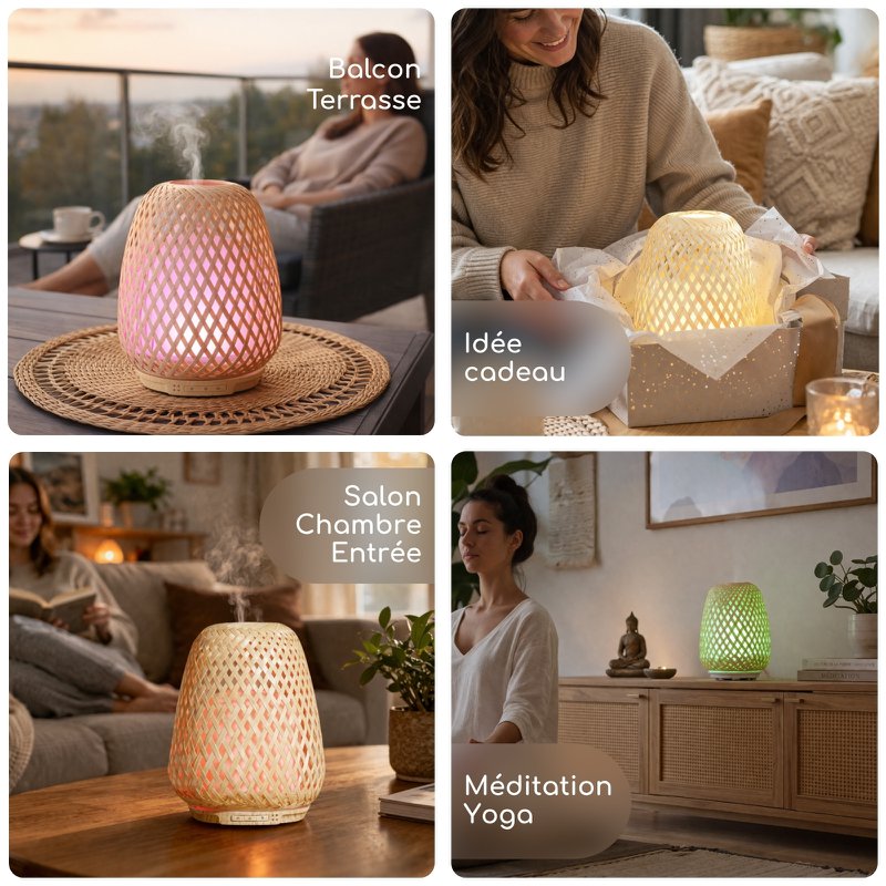 Ultralydsdiffuser – Olaki – Rattan Shell – Sund spredning af parfumerede dufte – Original gaveidé