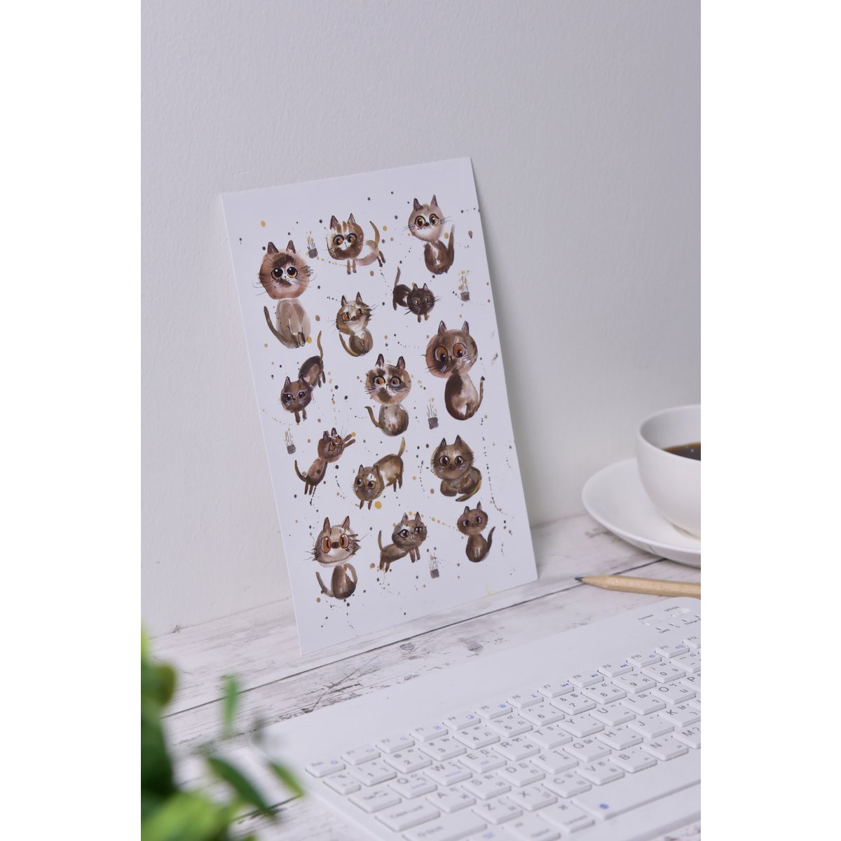 Purradise – Printed Cat Watercolor Postcard A5