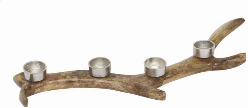 Rural candle holder reindeer antlers | 55 cm | Wooden tea light holder | Christmas decoration | Sustainable Christmas decoration | Brown