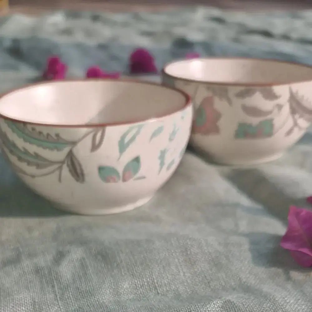 Serving Bowl | Handcrafted Stoneware Bougainvillea | Blue