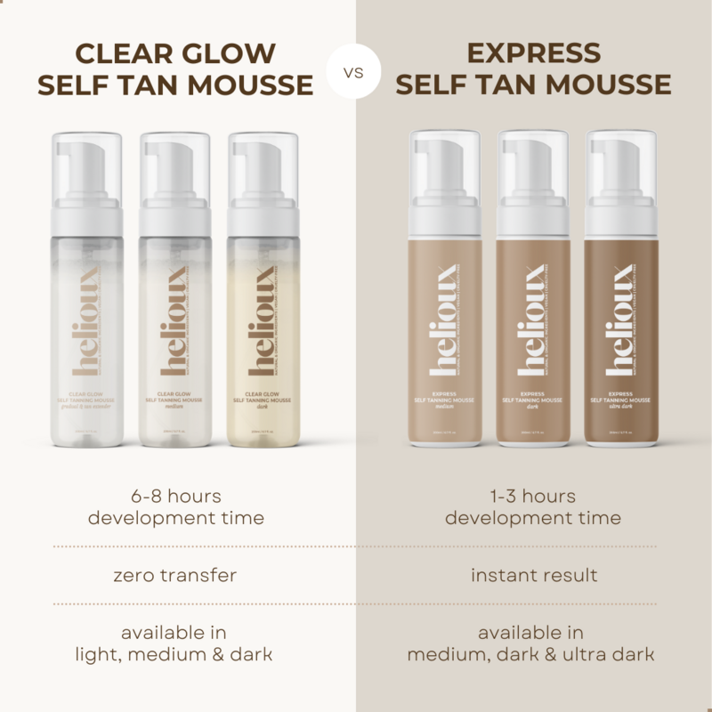 HELIOUX® CLEAR GLOW SELVBANERMOUSSE MØRK