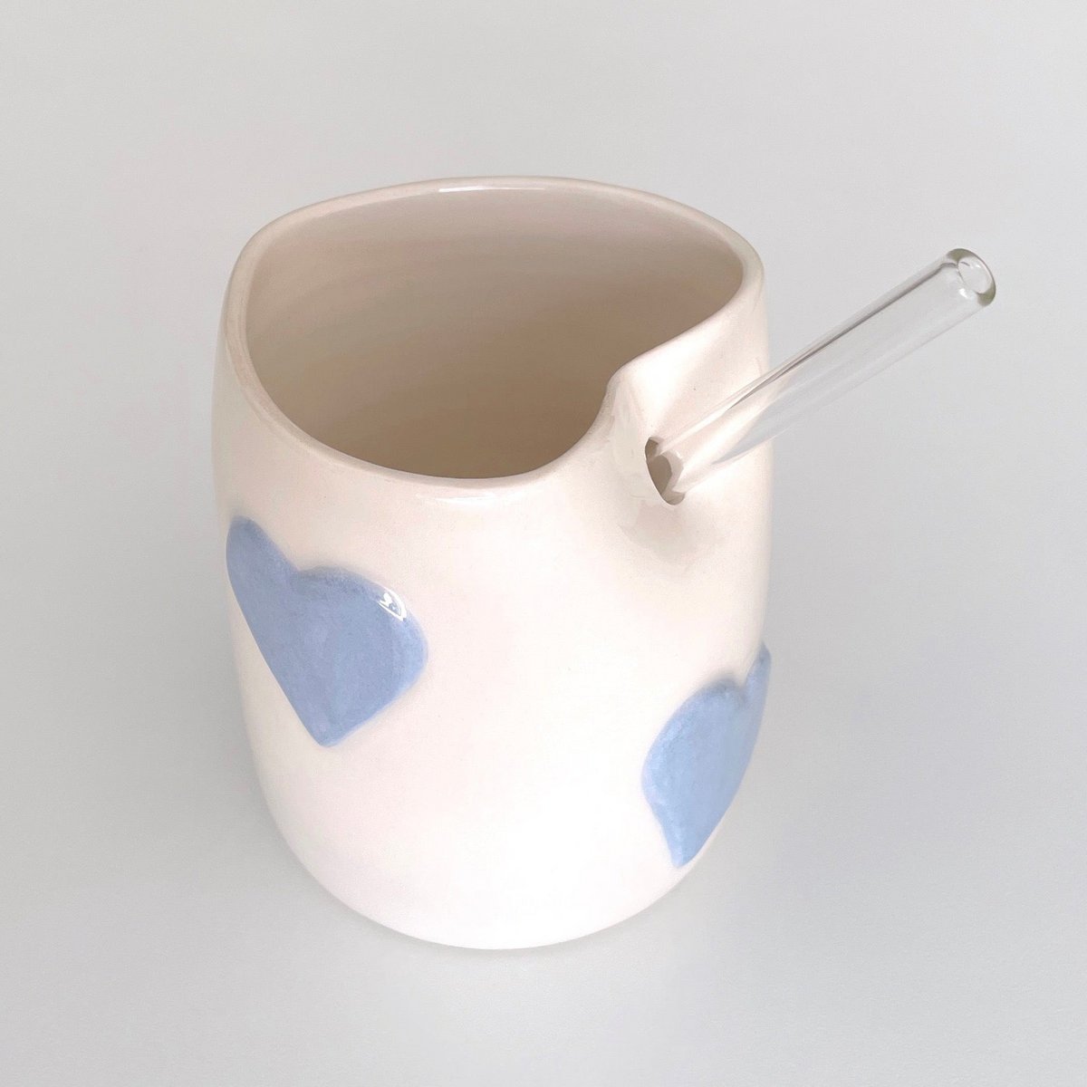 Heart Ceramic Cup Handmade Matcha & Iced Coffee Cup