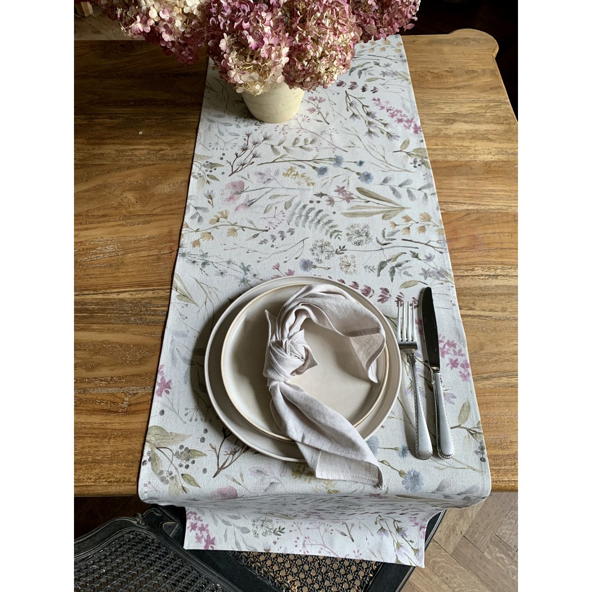 Chemin de table, mélange lin-coton, imprimé | Aïtana