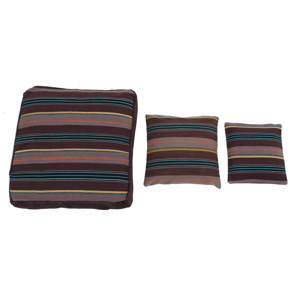 Hazan Kelim Coussin Rayures Marron Turquoise