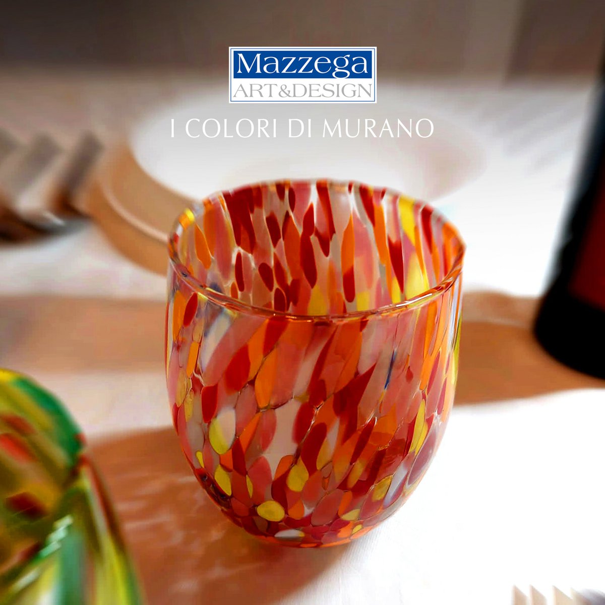 6 Big Colombina vand Big Colombine Bold og håndhåndet med Murrine di Murano, "I Colori di Murano" 435 Ml Line. Lavet i Italien