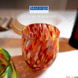 6 Big Colombina vand Big Colombine Bold og håndhåndet med Murrine di Murano, "I Colori di Murano" 435 Ml Line. Lavet i Italien