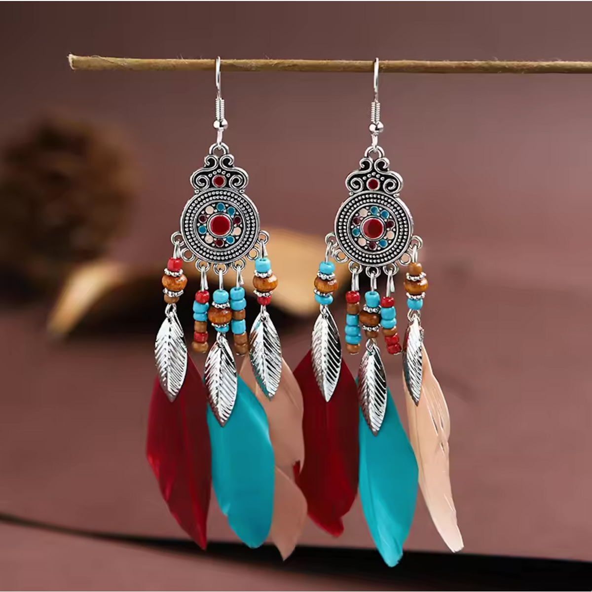 Boucles d'oreilles colorées boho avec ressorts