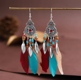 Boucles d'oreilles colorées boho avec ressorts